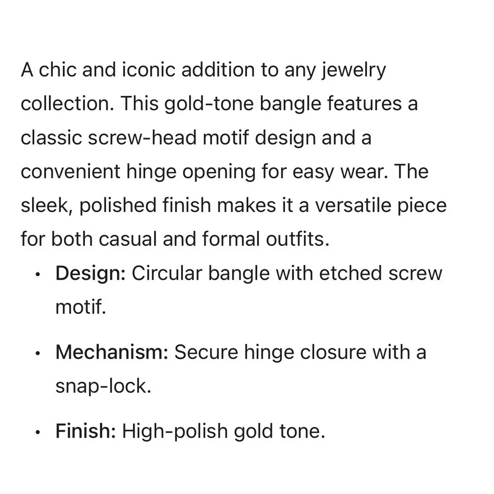 Gold Tone Screw Motif Hinged Bangle Bracelet Snap Lock Closure - Picture 5 of 5